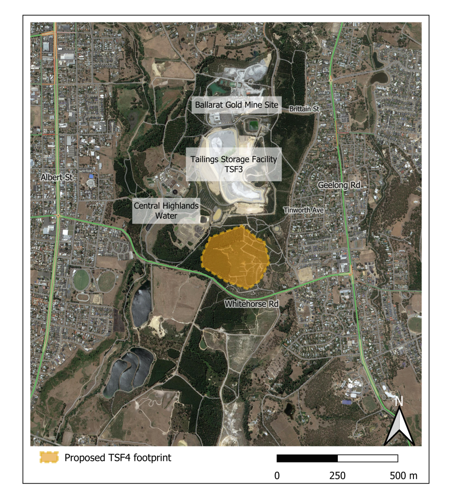 Map of the Ballarat Gold Mine Site and Proposed Footprint of TSF4